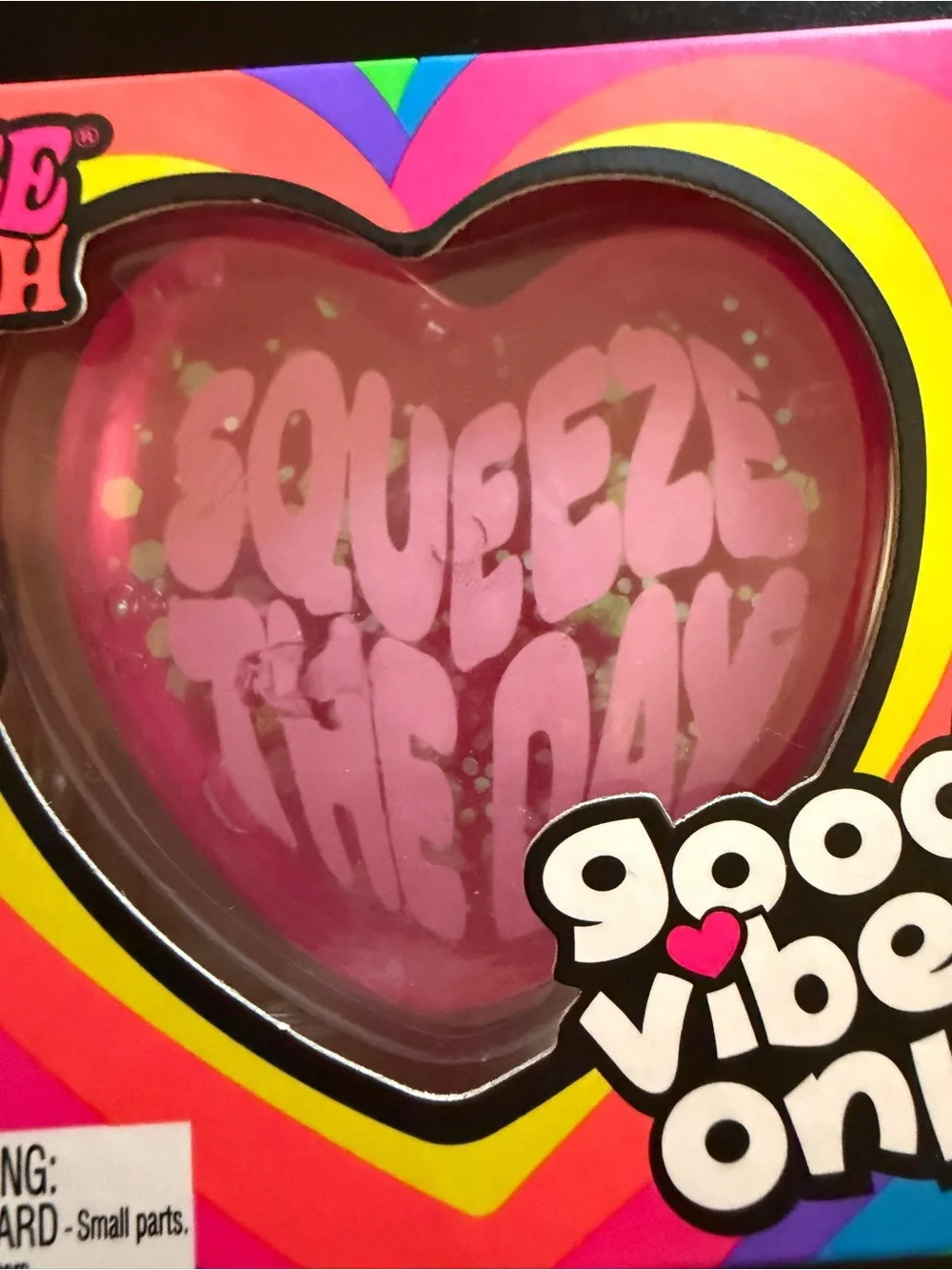 New Nee Doh Good Vibes Only Pink Heart Squeeze the Day Schylling Squishy Toy 3+
